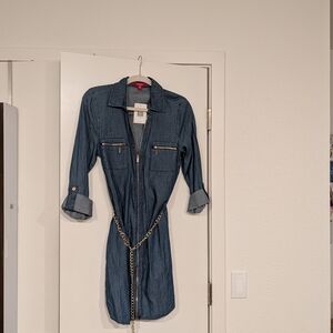 Guess Denim Blue Dress with Gold Accents